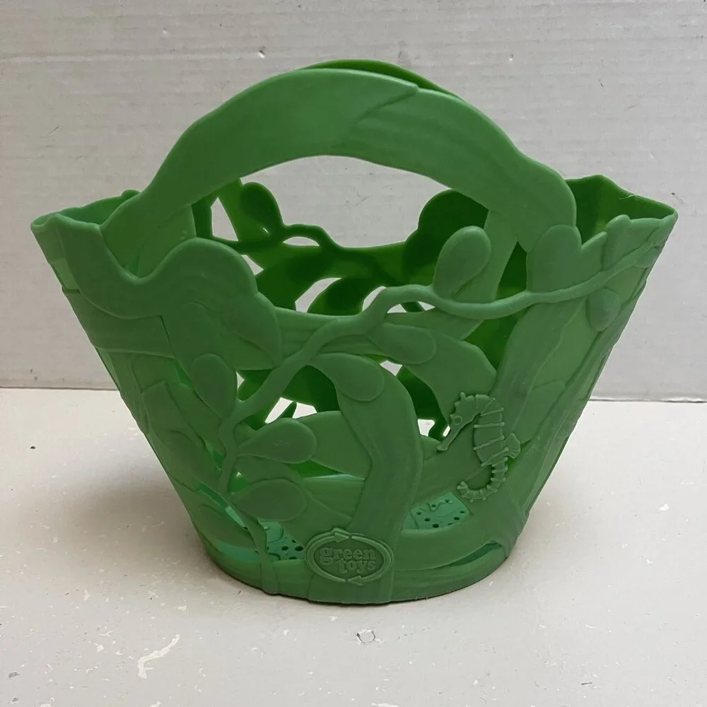 Green Toys Basket Made In USA Floral Bag Beach Coastal Kids Toy